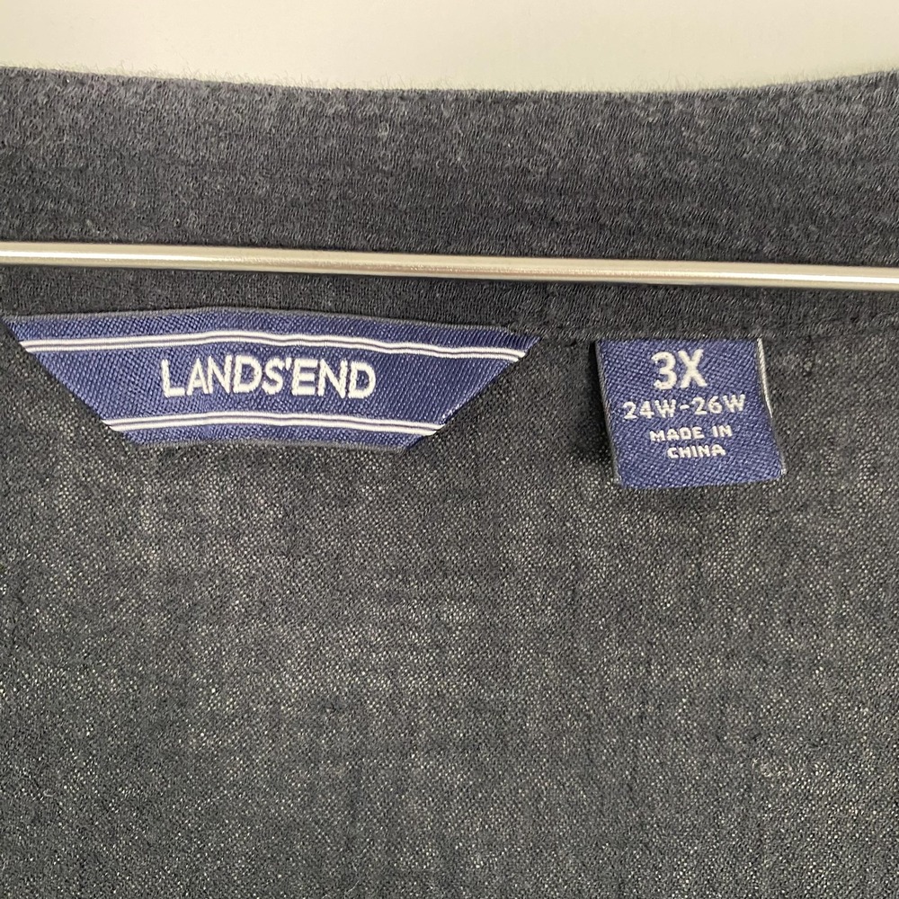 Lands' End Blouse Womens 3X Blue Embroidered V Neck 3/4 Sleeve Tunic Top Cotton - Picture 3 of 12
